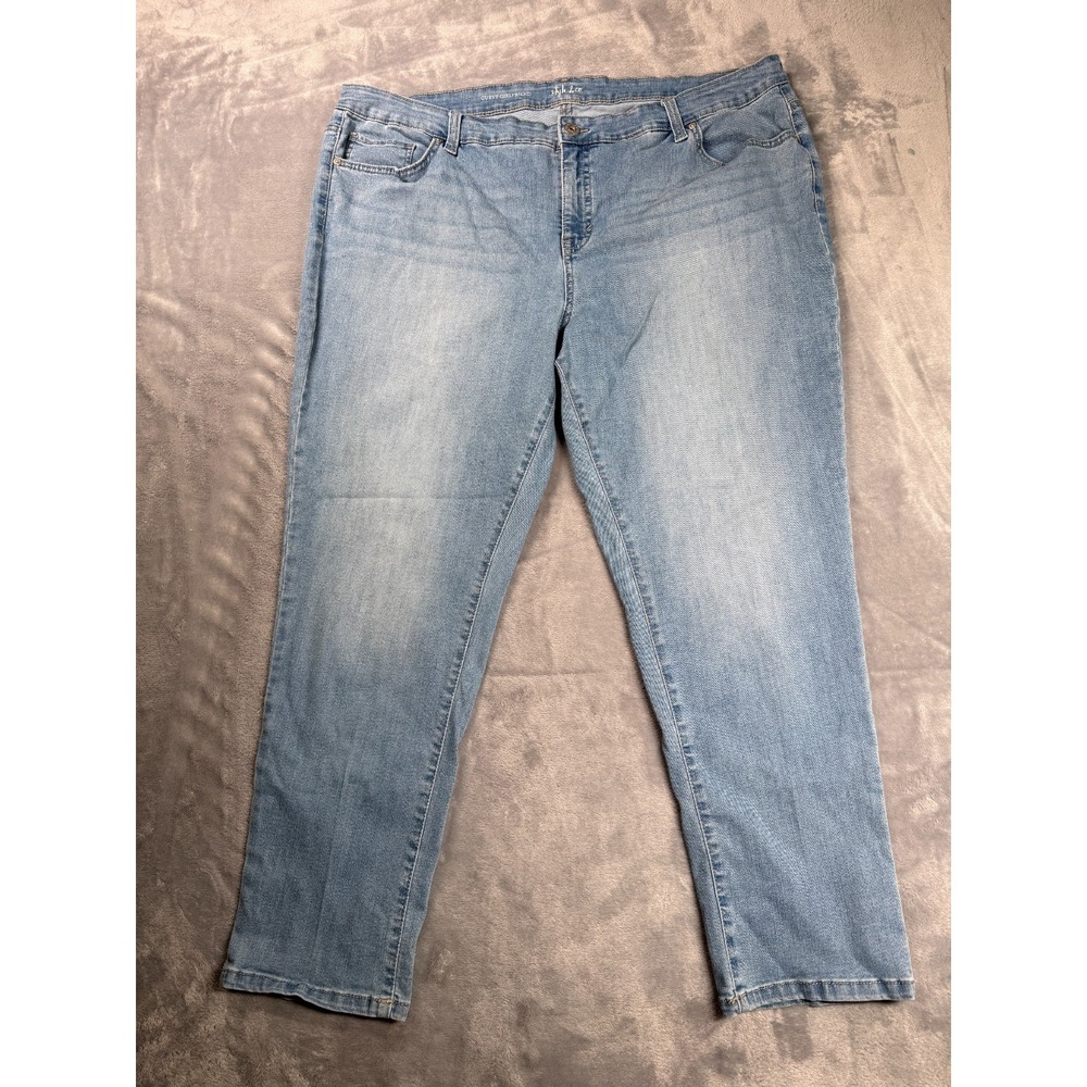 Style & Co Curvy Girlfriend Tapered Jeans Womens 20W Blue Denim Cotton High Rise